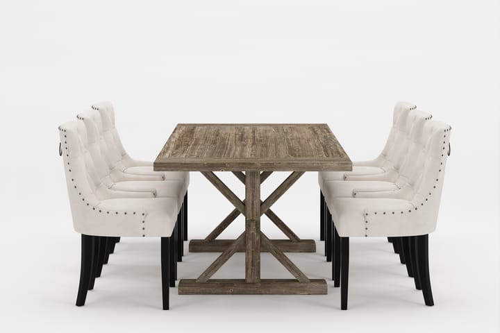 Ruokailuryhmä Yorkshire Premium 200-290 cm 6 Ophelia tuolia - Valkoinen/Ruskea - Ruokailuryhmä