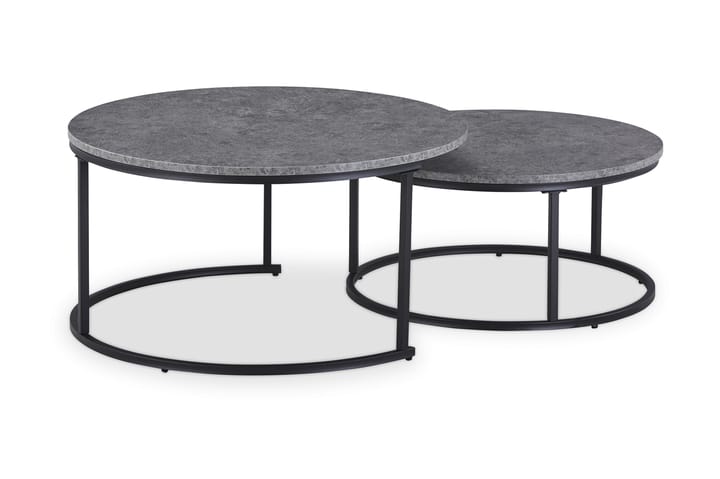 Sarjapöytä Thyra 75/90 cm Py�öreä 2 pöytää - Harmaa/Musta - Sarjapöytä - Sohvapöytä