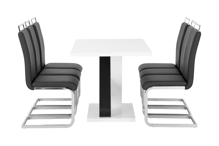Ruokailuryhmä Mendoza 140 cm 6 Robledo tuolia - Valkoinen/Musta/Kromi - Ruokailuryhmä