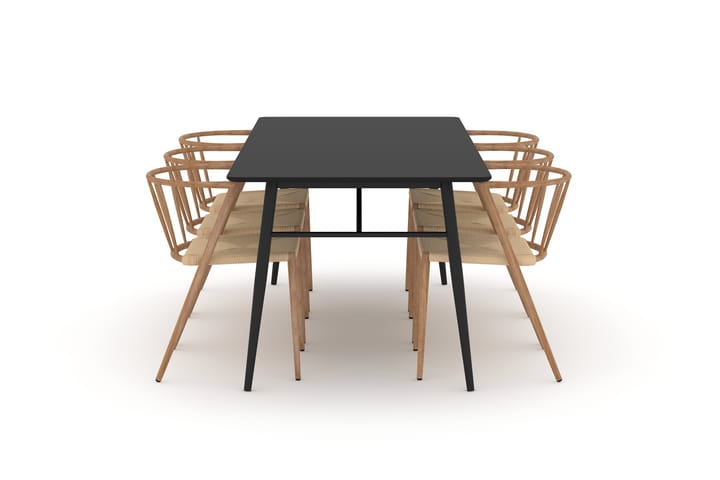 Ruokapöytä Breyawna 200 cm 6 Radella tuolia - Beige/Musta - Ruokailuryhmä