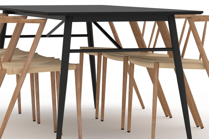 Ruokapöytä Breyawna 200 cm 6 Radella tuolia - Beige/Musta - Ruokailuryhmä