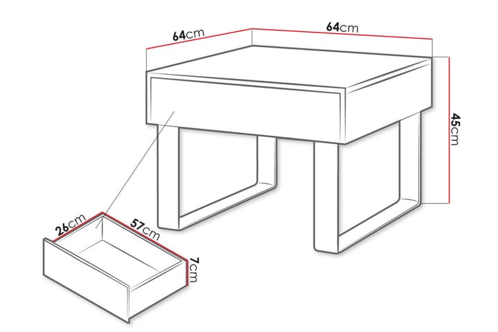 Sohvapöytä Frick Pieni 64 cm Säilytyksellä Laatikko - Musta - Sohvapöytä