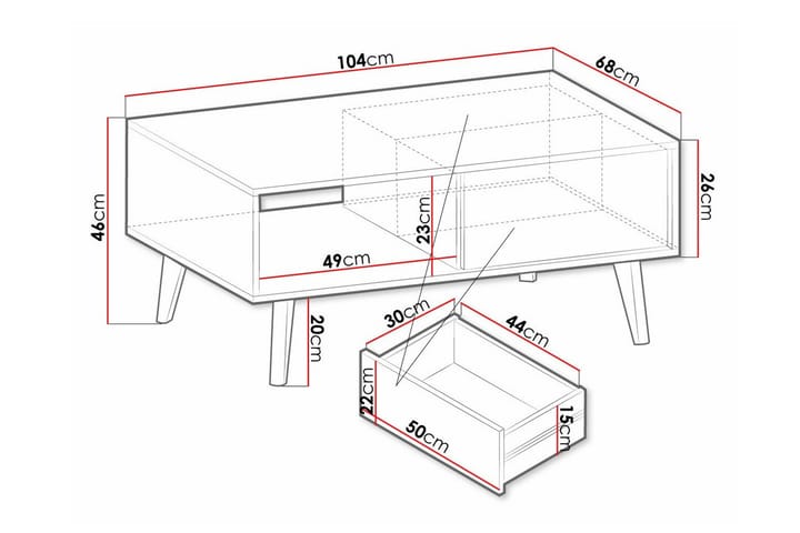 Sohvapöytä Klinkerville 68 cm - Musta - Sohvapöytä