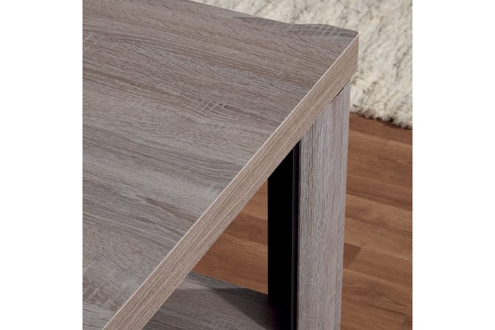 Sohvapöytä Domineck 120 cm Säilytyksellä Hylly - Tryffeli/Beige/Harmaa - Sohvapöytä