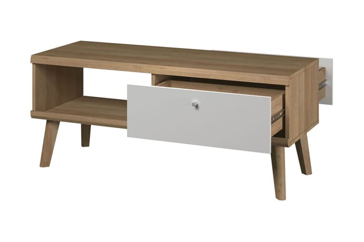 Sohvapöytä Rocio 107 cm Säilytyksellä 2 laatikkoa+Hylly - Tammenväri/Valkoinen - Sohvapöytä