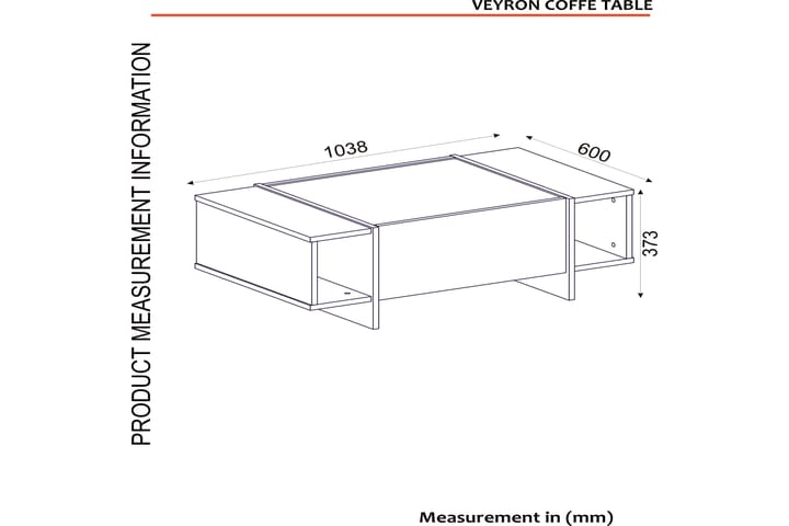 Sohvapöytä Widegates 104 cm Säilytyksellä Hyllyt+Ovi - Musta/Kulta - Marmoripöydät - Sohvapöytä