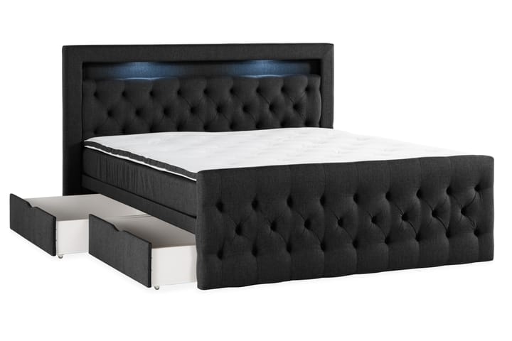 Sänkypaketti Altaneira 160x200 cm laatikkosäilytys - Musta - Sänkypaketti - Sängyt säilytystilalla
