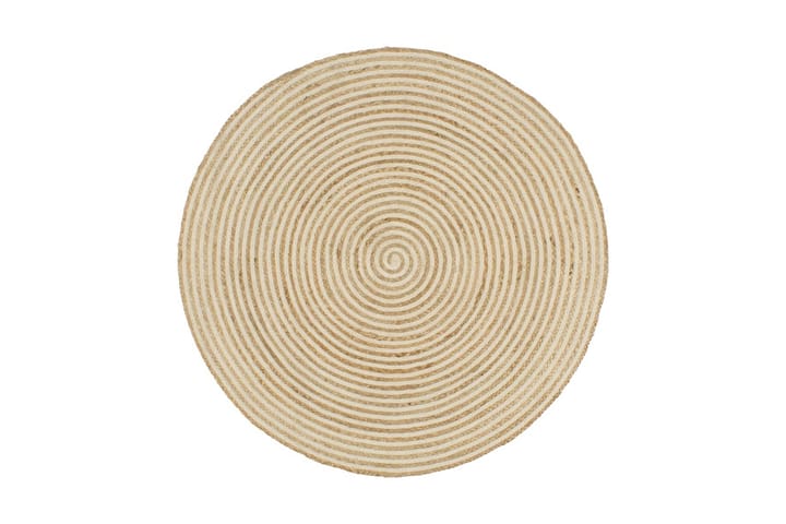 Käsintehty pyöreä juuttimatto valkoisella spiraalilla120 cm - Valkoinen - Juuttimatto & Hamppumatto - Sisalmatto