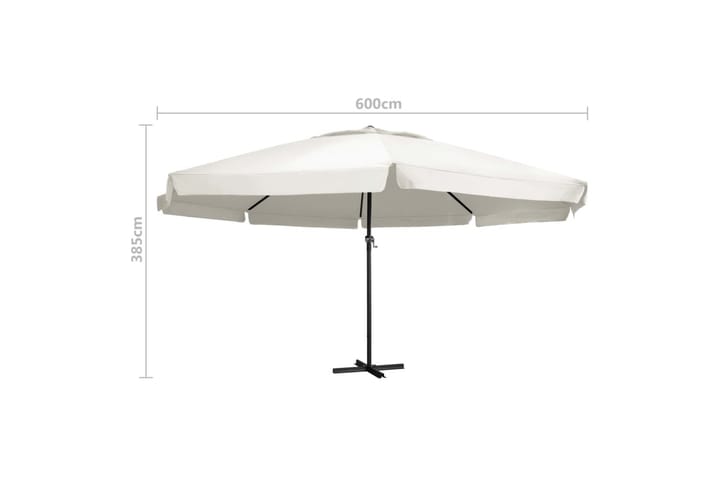 Aurinkovarjo alumiinitanko 600 cm hiekanvalkoinen - Valkoinen - Aurinkovarjo