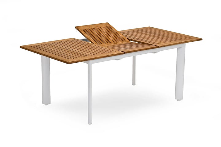 Pöytä Nydala 96x150/200 cm Valkoinen/Tiikki - Hillerstorp - Ruokapöytä terassille