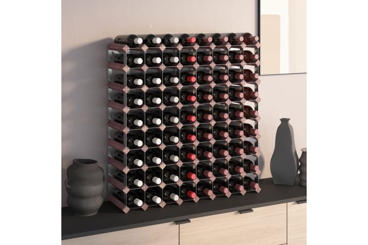 beBasic Viinipulloteline 72 pullolle ruskea täysi mänty - Ruskea - Viiniteline & viinihylly