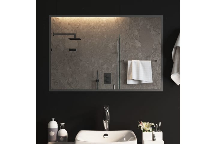 LED-kylpyhuoneen peili 90x60 cm - Läpinäkyvä - Peili - Kylpyhuoneen peilit - Kylpyhuonepeili valaistuksella