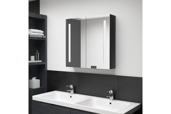 LED kylpyhuoneen peilikaappi kiiltävä musta 62x14x60 cm - Peilikaapit - Kylpyhuoneekaappi valaistuksella