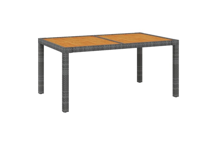 Puutarhapöytä 150x90x75 cm polyrottinki ja akaasiapuu harmaa - Harmaa - Ruokapöytä terassille