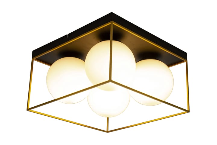 Astro Plafondi Suuri musta / kulta / opaali - Aneta Lighting - Olohuoneen valaisin - Plafondit - Tiffanylamppu - Kattovalaisin
