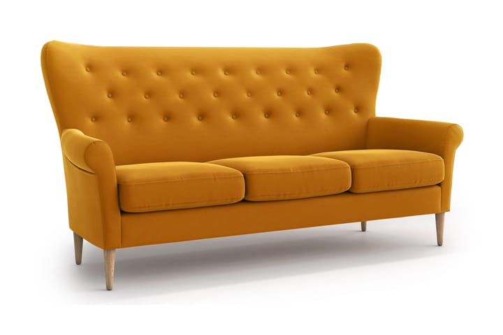 Sohva Loanne 3:n ist - Keltainen - 3:n istuttava sohva - Sohva