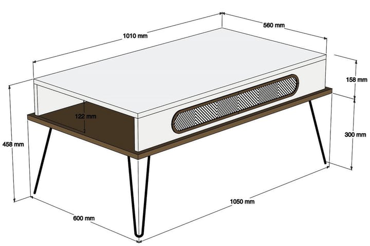 Sohvapöytä Amtorp 105 cm Säilytyksellä Hylly Kolmiokuvio - Ruskea - Sohvapöytä