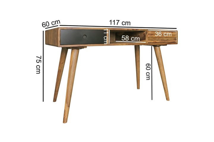 Kirjoituspöytä Hongsermeier 117 cm Säilytys 2 laatikkoa+Hyll - Luonnonväri - Tietokonepöytä
 - Kirjoituspöytä