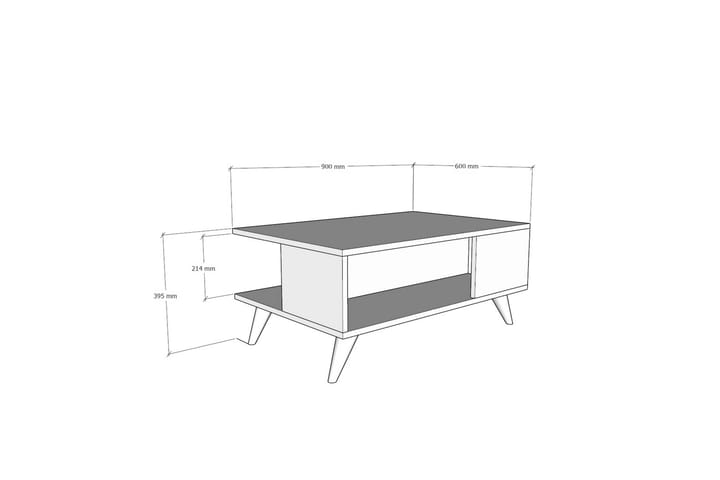 Sohvapöytä Dzelda 90 cm Säilytyksellä Hyllyt Marmorikuvio - Beige/Musta - Sohvapöytä