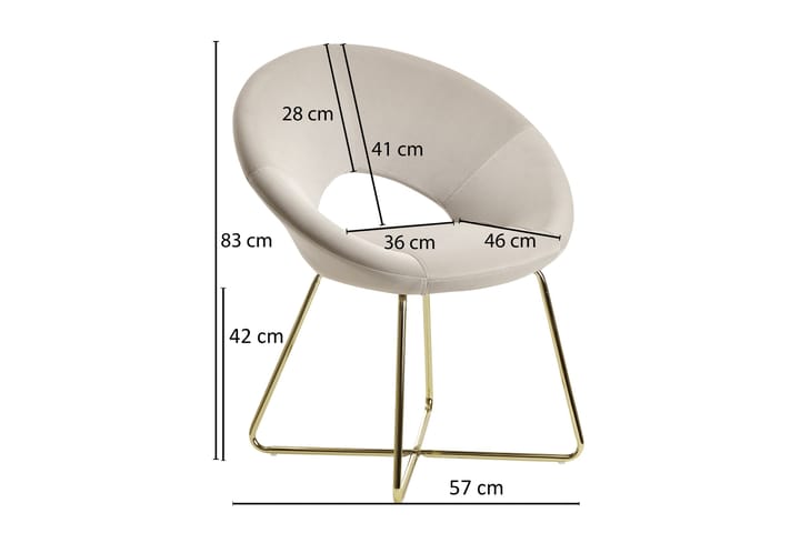 Nojatuoli Clanton - Kermanvalkoinen/Kulta - Meikkituoli - Käsinojallinen tuoli - Ruokapöydän tuolit