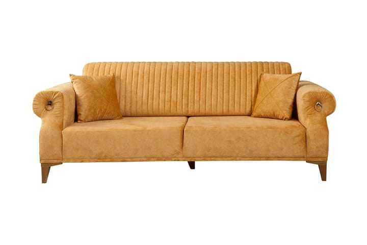 3:n ist Sohva Caleta - Keltainen/Luonnonväri - 3:n istuttava sohva - Sohva