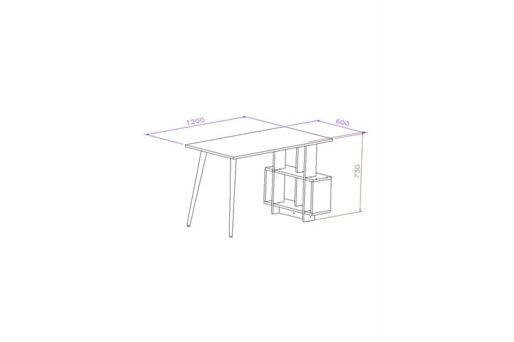 Kirjoituspöytä Lagomood Side 120 cm Säilytyksellä Hyllyt - Pähkinänruskea/Valkoinen - Tietokonepöytä
 - Kirjoituspöytä