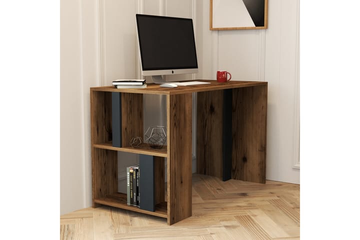 Kirjoituspöytä Tibani 120 cm Säilytyksellä Hylly - Pähkinänruskea/Antrasiitti - Tietokonepöytä
 - Kirjoituspöytä