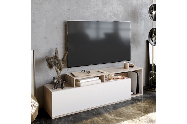 TV-taso Nexeria 150 cm - Luonnonväri/Valkoinen - Tv taso & Mediataso