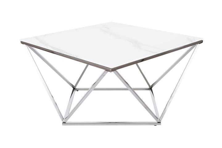 Sohvapöytä Yealand 80 cm Marmorikuvio - Valkoinen/Teräs - Marmoripöydät - Sohvapöytä