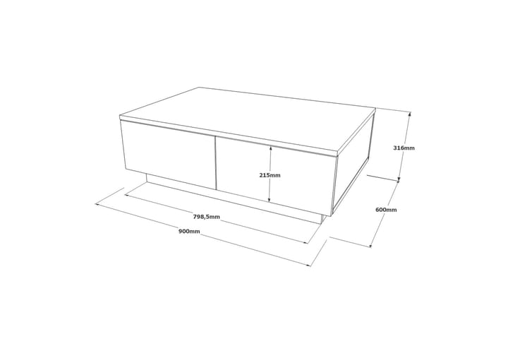 Sohvapöytä Trotter 90 cm - Luonnonväri/Valkoinen - Sohvapöytä
