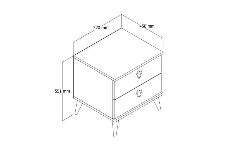 Yöpöytä Heerle 52 cm - Valkoinen - Yöpöytä