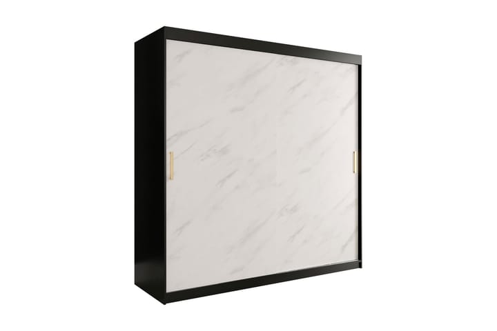 Vaatekaappi Marmesa 200 cm Marmorikuvio - Musta/Valkoinen/Kulta - Vaatekaappi