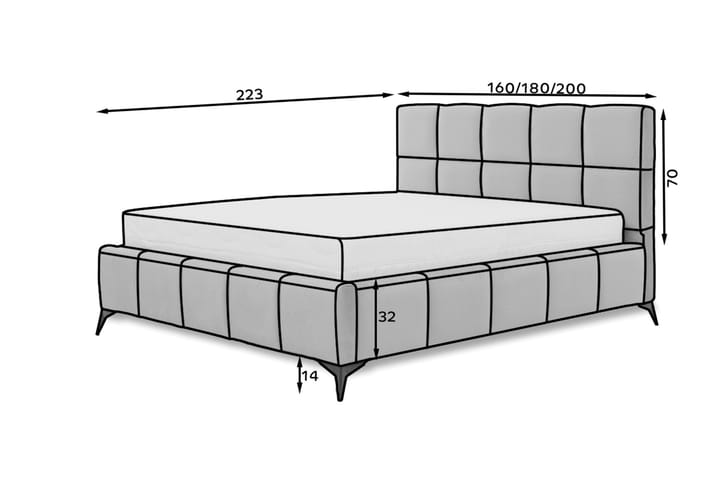 Sängynrunko Kanika Säilytyksellä 160x200 cm - Turkoosi - Sänkykehikot & sängynrungot