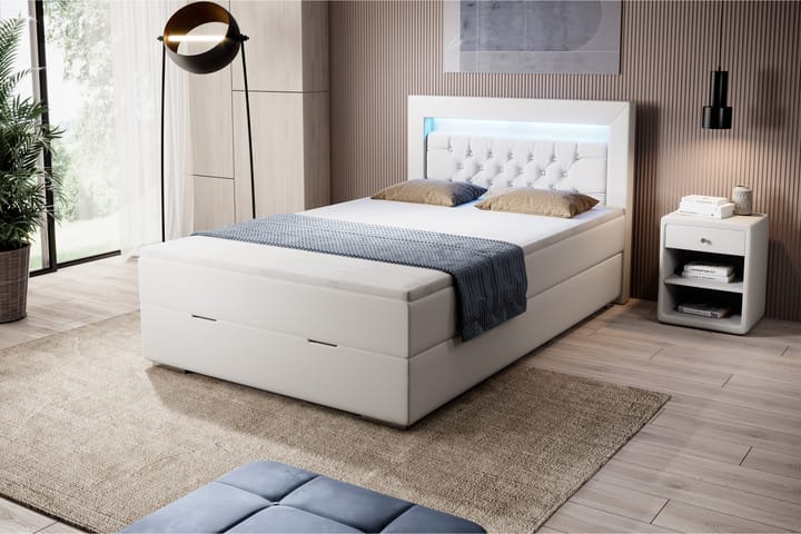Sänkypaketti Celio 120x200 Varastoinnilla - Valkoinen - Sänkypaketti - Sängyt säilytystilalla