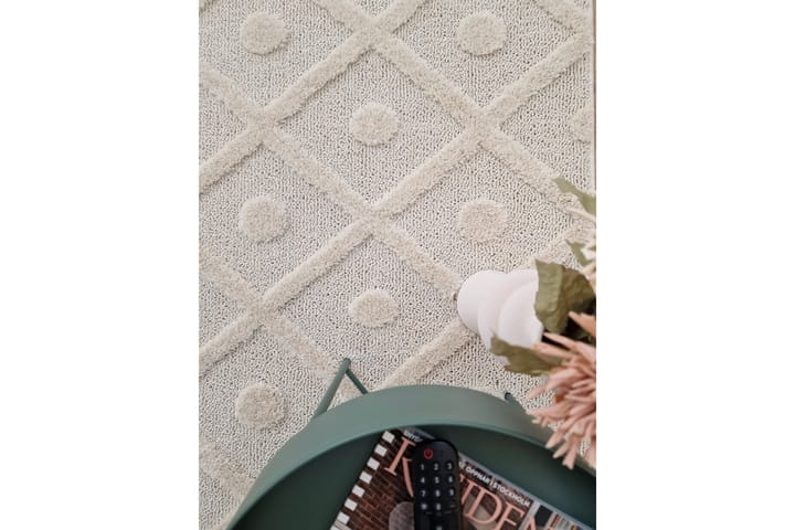 Wiltonmatto Doriane Circle 160x230 cm Valkoinen - Valkoinen - Wilton-matto - Kuviollinen matto & värikäs matto