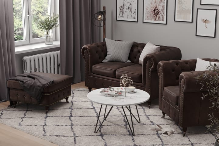 Sohva Chester Deluxe 2:n ist Vintage - Tummanruskea - 2:n istuttava sohva - Howard-sohvat - Nahkasohva