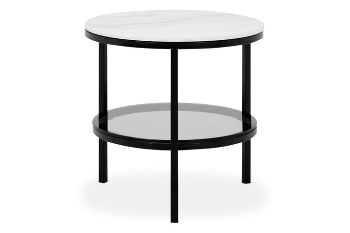 Sivupöytä Riseine 50 cm Pyöreä - Valkoinen/Musta - Tarjotinpöytä & pikkupöytä - Marmoripöydät - Lamppupöytä