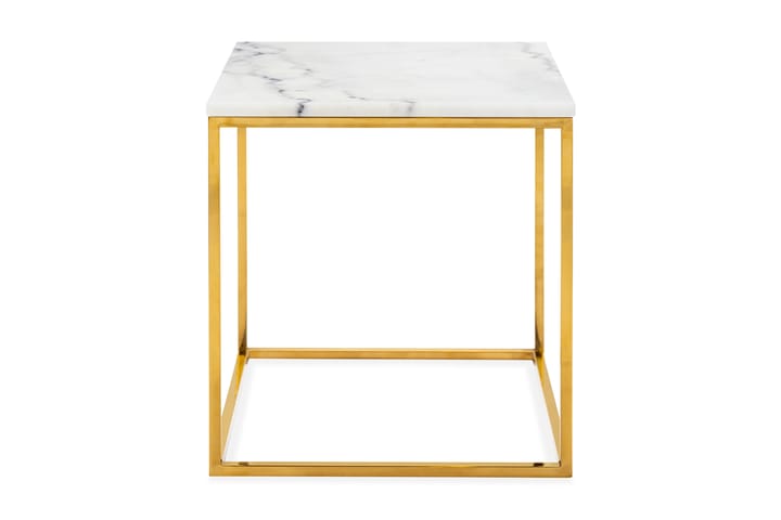 Sivupöytä Titania 45 cm Marmori - Valkoinen/Messinki - Tarjotinpöytä & pikkupöytä - Marmoripöydät - Lamppupöytä