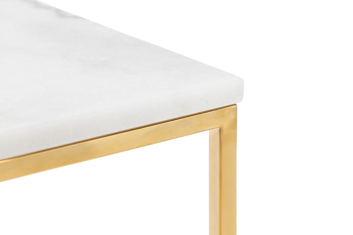 Sivupöytä Titania 45 cm Marmori - Valkoinen/Messinki - Tarjotinpöytä & pikkupöytä - Marmoripöydät - Lamppupöytä