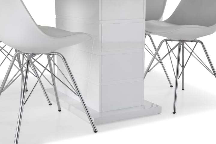 Ruokailuryhmä Griffith Jatkettava 120 cm 4 Scale tuolia - Valkoinen/Valkoinen PU/Kromi - Ruokailuryhmä