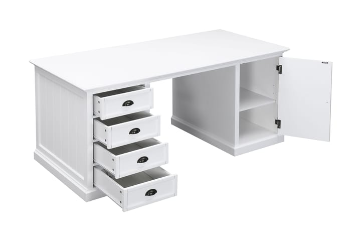 Kirjoituspöytä Hampton 170 cm Säilytys 4 laatikkoa+kaappi - Valkoinen - Tietokonepöytä
 - Kirjoituspöytä