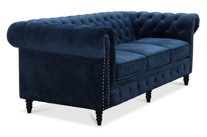 Samettisohva Chester Deluxe 3:n ist - Sininen - Howard-sohvat - Samettisohva - 3:n istuttava sohva