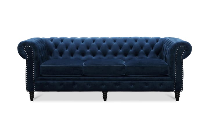 Samettisohva Chester Deluxe 3:n ist - Sininen - Howard-sohvat - Samettisohva - 3:n istuttava sohva