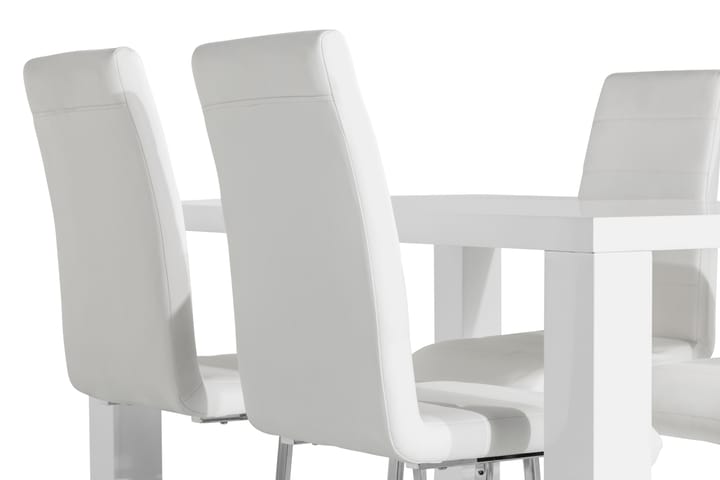 Ruokailuryhmä Jack 140x90 cm 4 tuolia - Valkoinen/kromi - Ruokailuryhmä