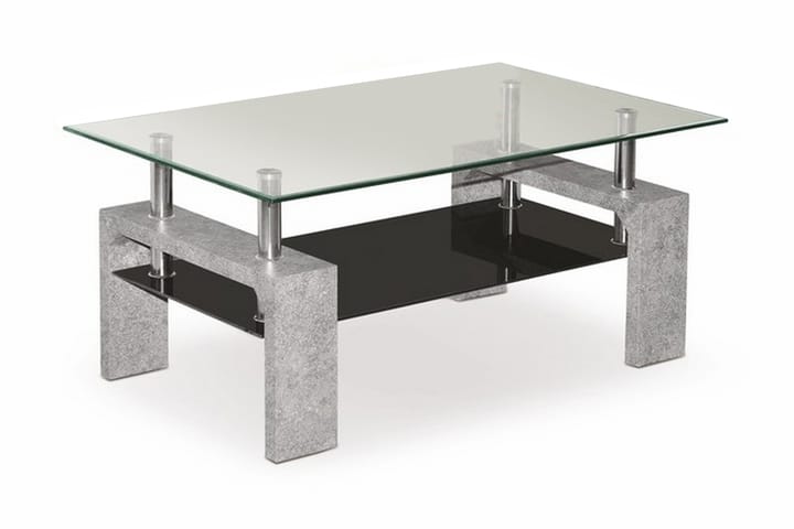 Sohvapöytä Demitranila 100 cm Säilytyksellä Hylly - Lasi/Musta/Harmaa - Sohvapöytä