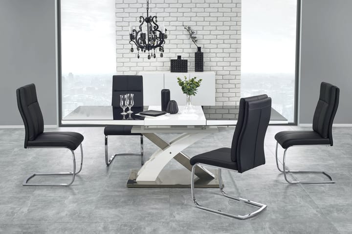 Ruokapöytä Marcil Jatkettava 160 cm - Musta/Valkoinen - Ruokapöydät & keittiön pöydät