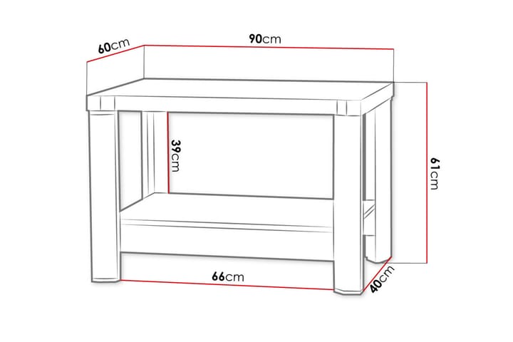 Sohvapöytä Domineck 90 cm Säilytyksellä Hylly - Tammenväri/Beige/Harmaa - Sohvapöytä