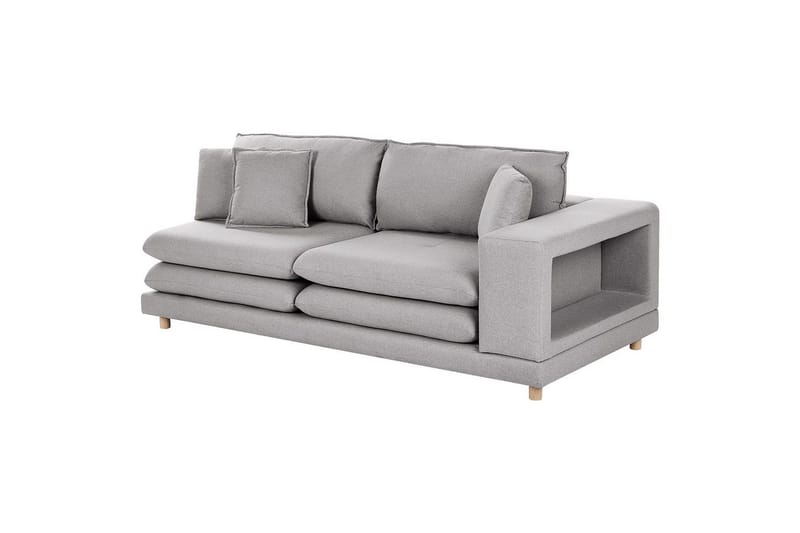 2-sitssoffa Beliani Heden Beige/ljust trä NO_BRAND Grey||Light colored wood - Huonekalut - Sohva - 2:n istuttava sohva