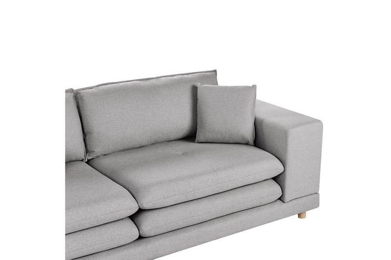2-sitssoffa Beliani Heden Beige/ljust trä NO_BRAND Grey||Light colored wood - Huonekalut - Sohva - 2:n istuttava sohva