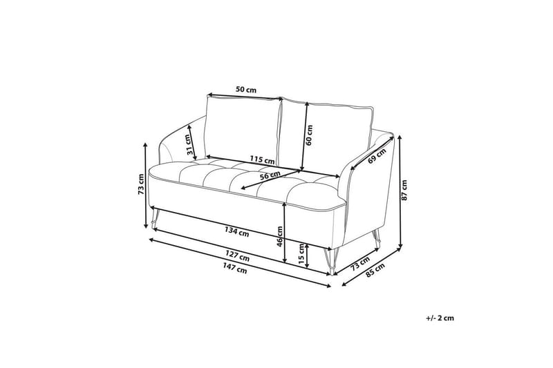 2-sitssoffa Beliani Hobro Brun, Svart White||Black - Huonekalut - Sohva - 2:n istuttava sohva